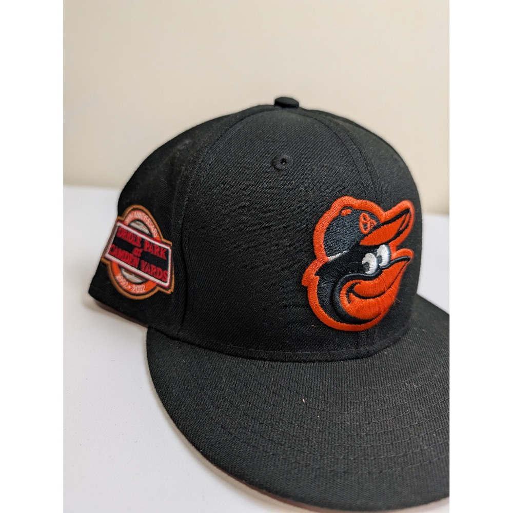 New Era Baltimore Orioles Hat Mens 7 3/8 Black Polyester 20th Anniversary Patch